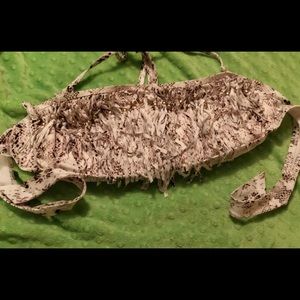 Black tan and white bathing suit top